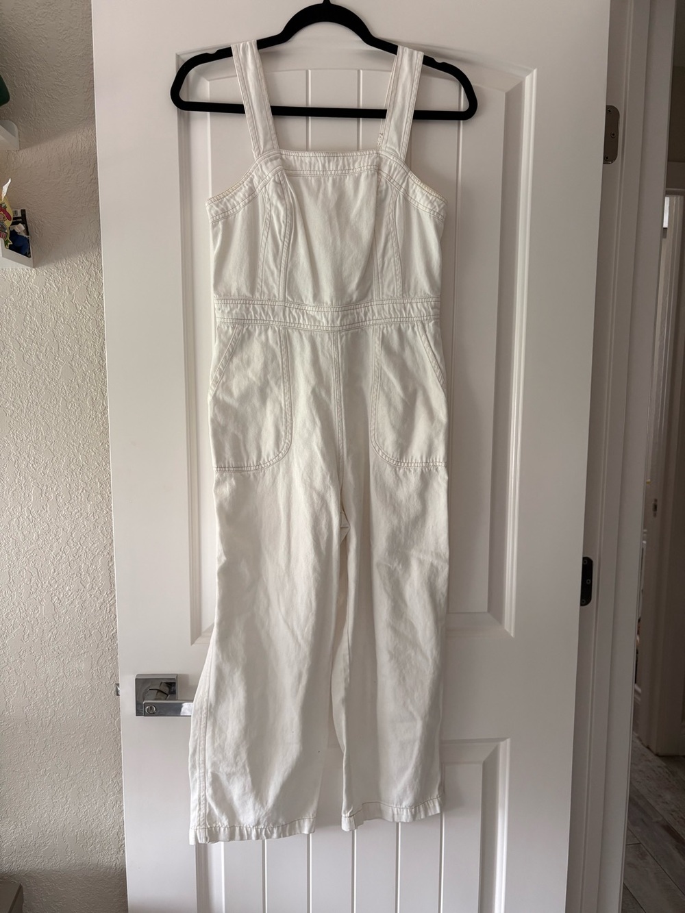 Japna White Wide-Leg Cotton Jumpsuit with Pockets